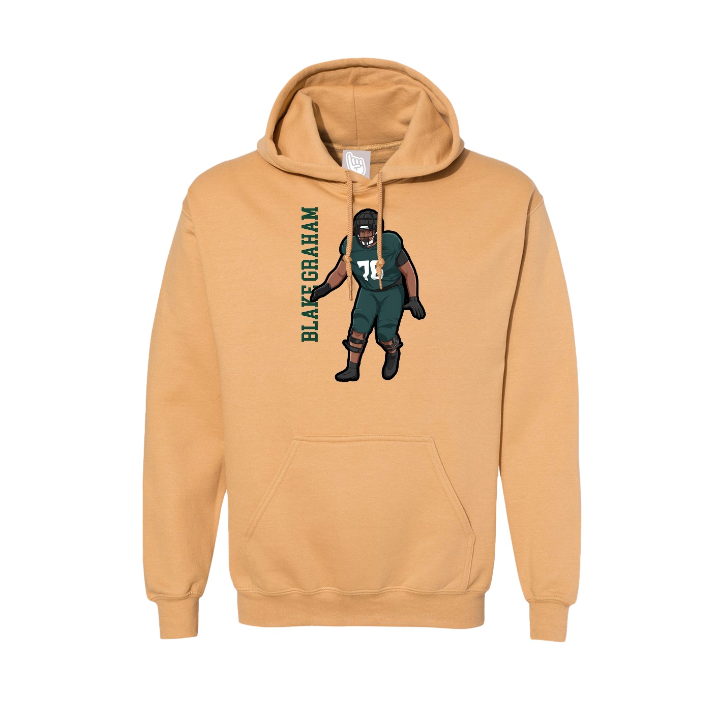 Hoodie — Name Vertical in Vegas Gold