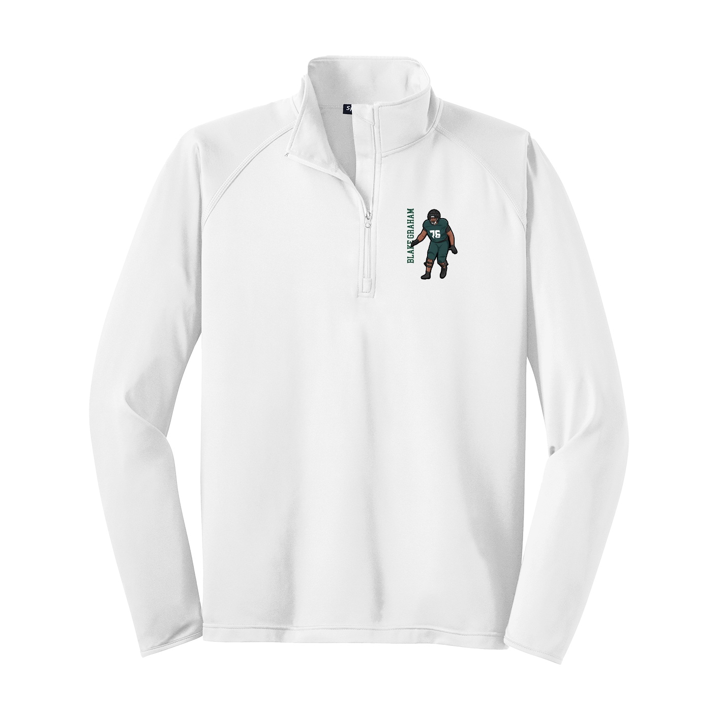 Q-Zip Pullover — Name Vertical in White