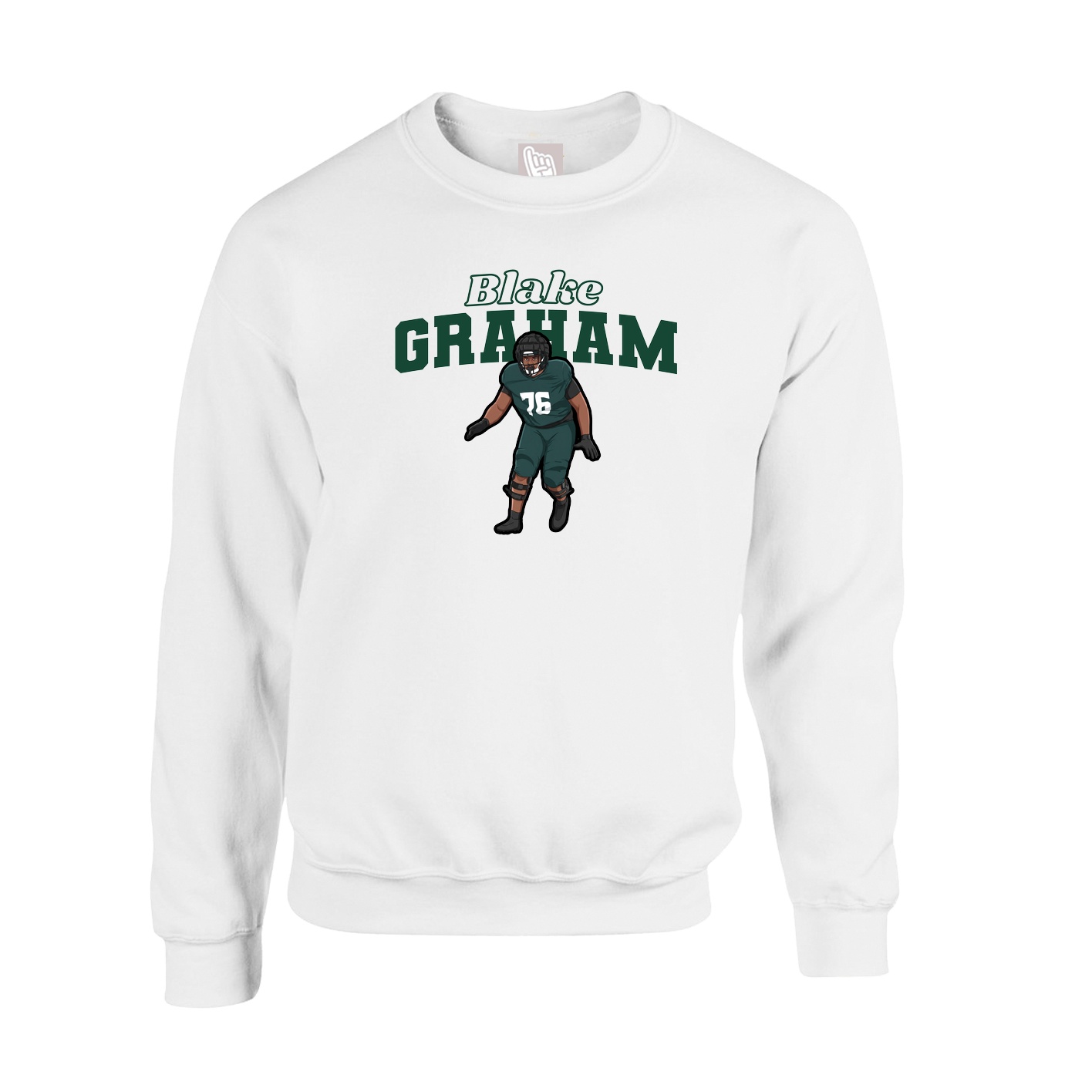 Fleece Crew — Name Arch in White