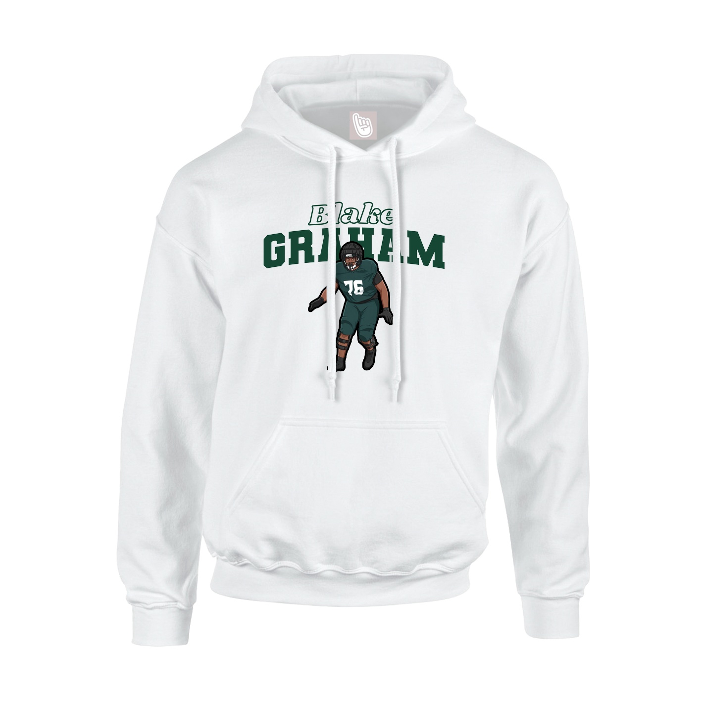 Youth Hoodie — Name Arch in White
