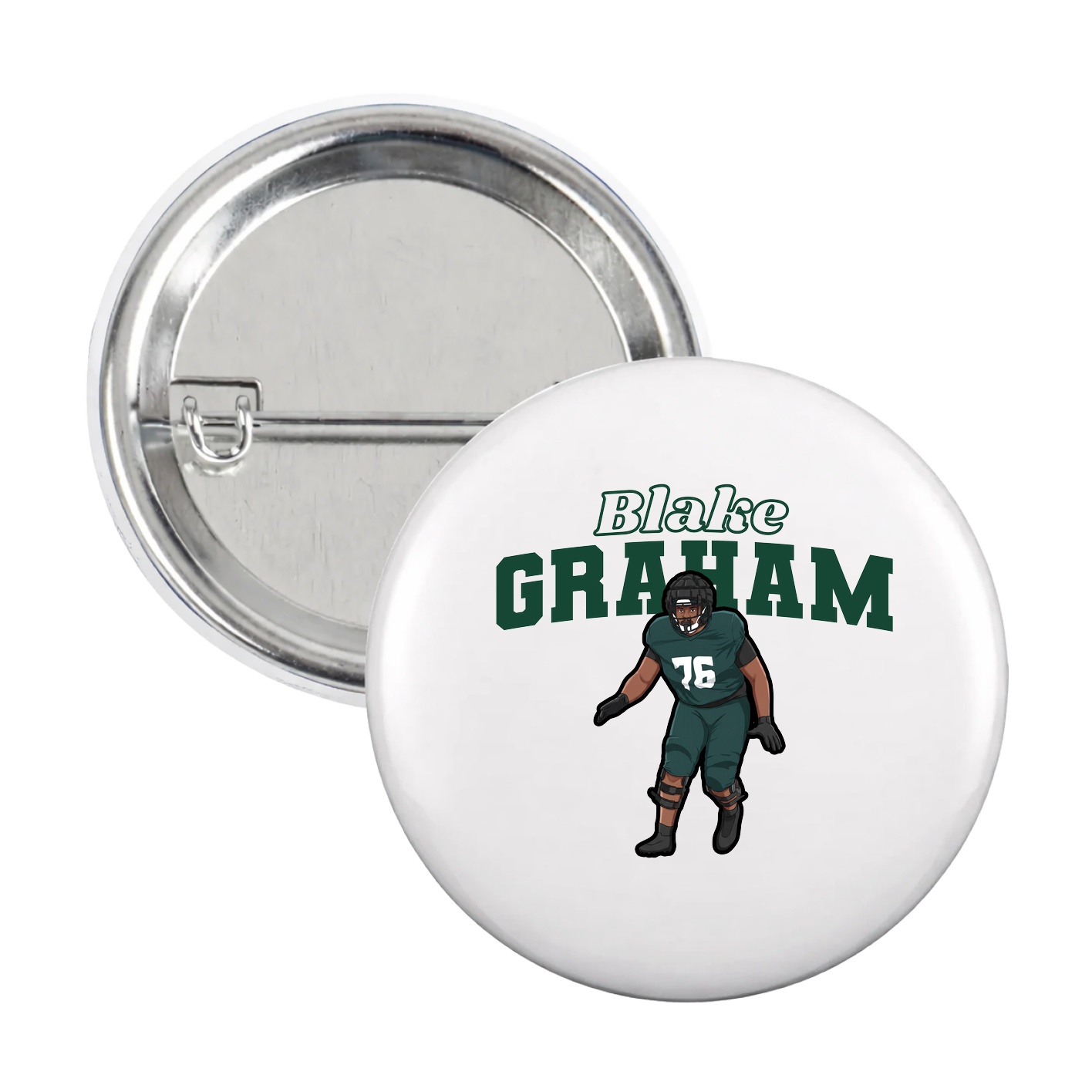 Game Day Button — Name Arch in White