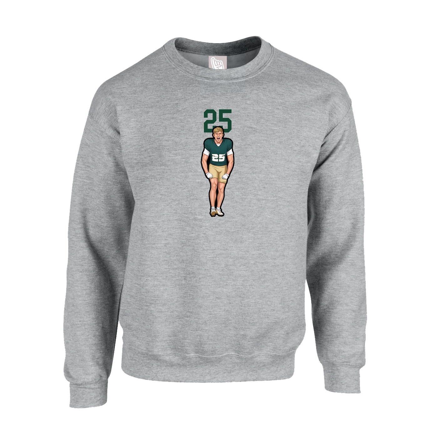 Fleece Crew — Number Top in Grey
