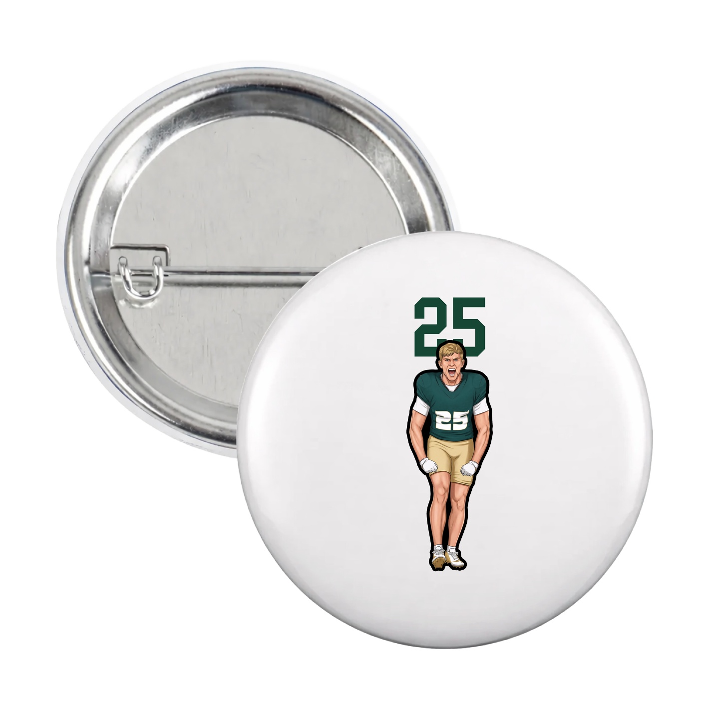 Game Day Button — Number Top in White