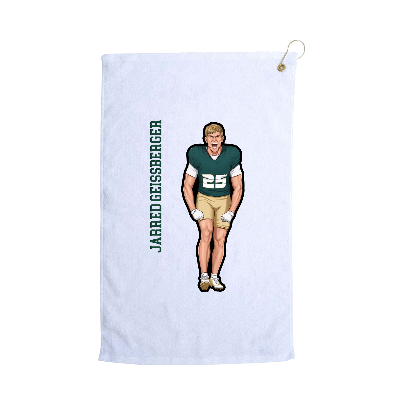 Golf Towel — Name Vertical in White