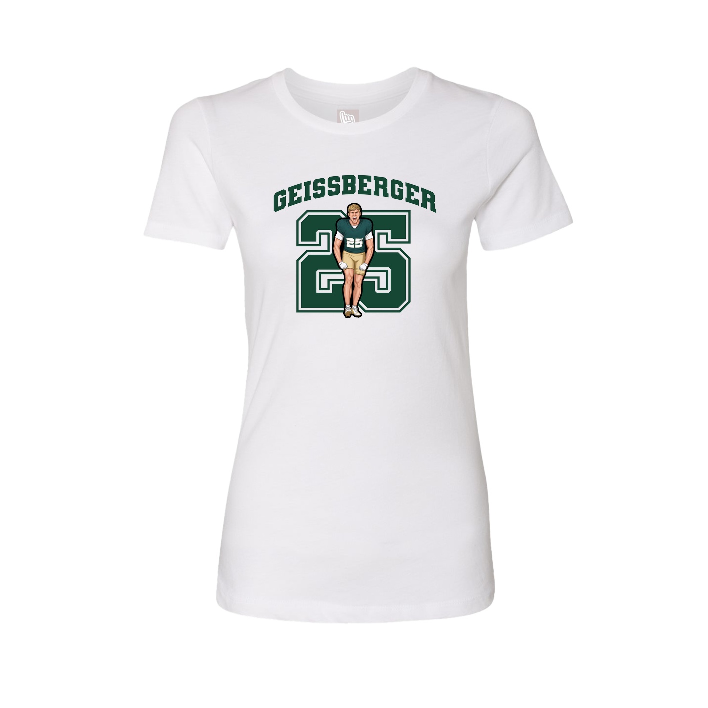 Fitted Women's Tee — Number in White