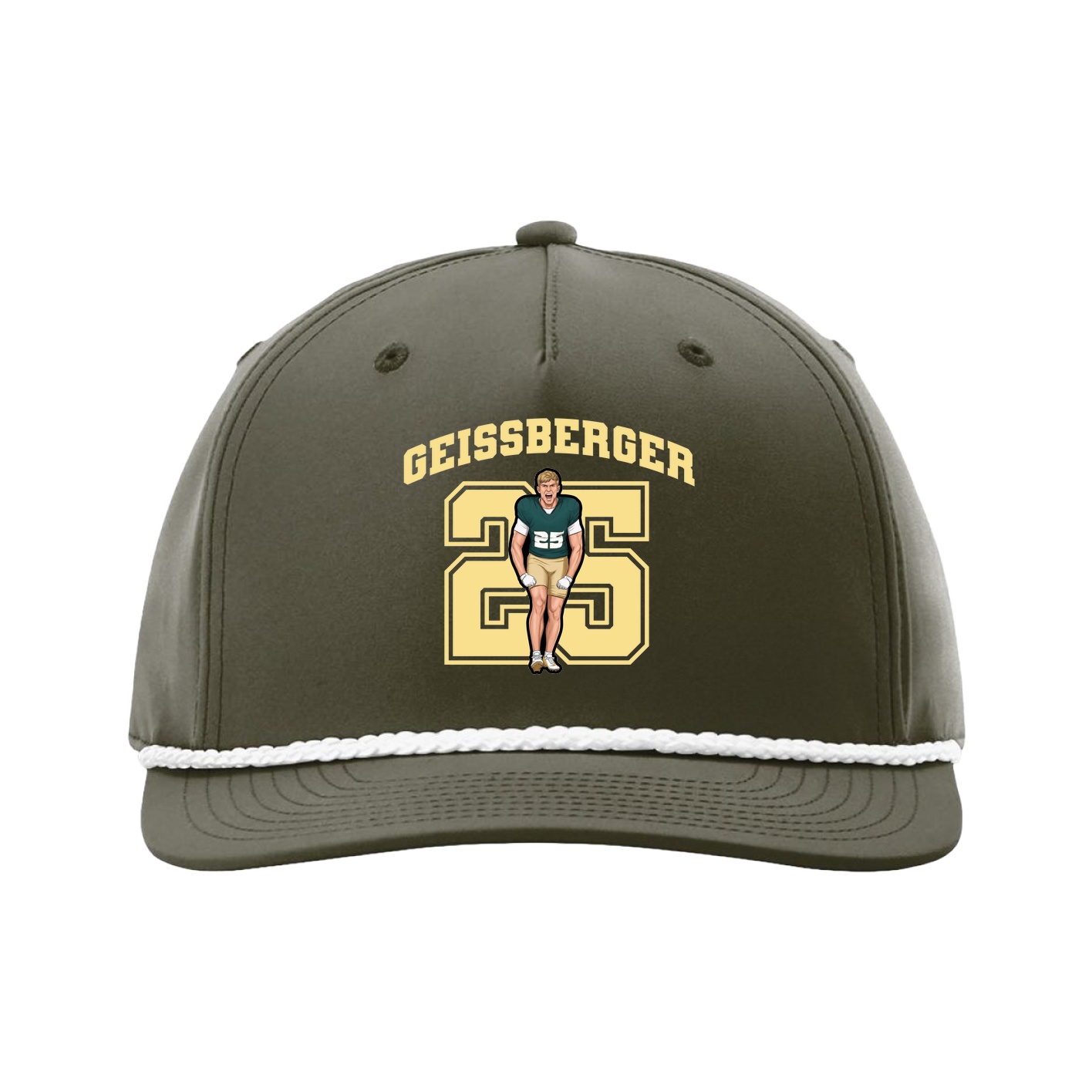 Five-Panel Classic Rope Cap — Number in Green