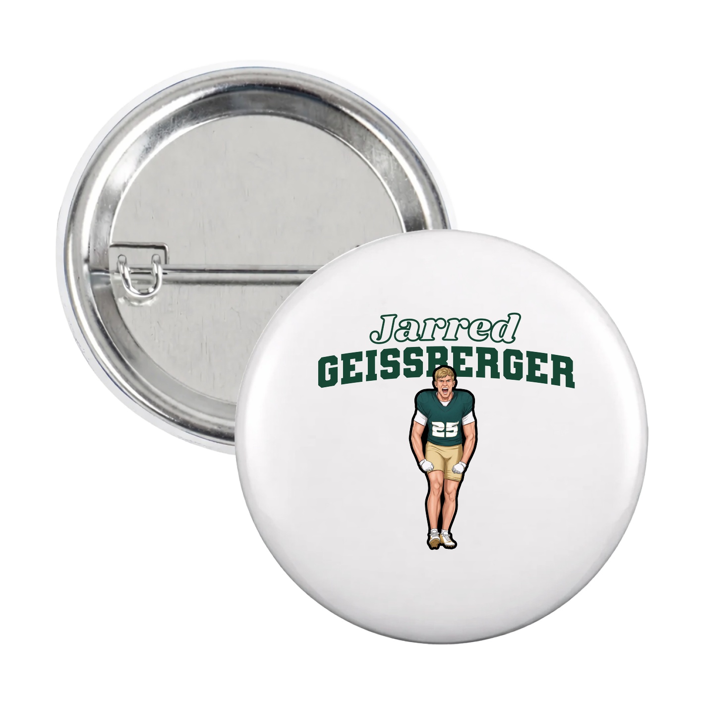 Game Day Button — Name Arch in White