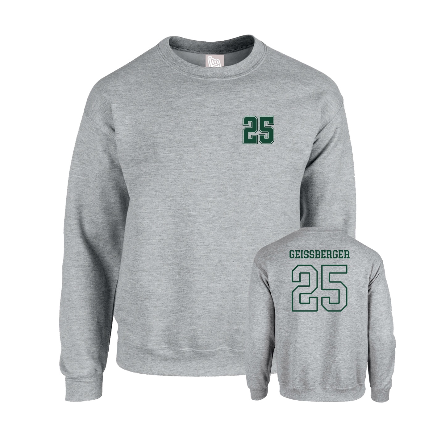 Fleece Crew — Chest Back in Grey