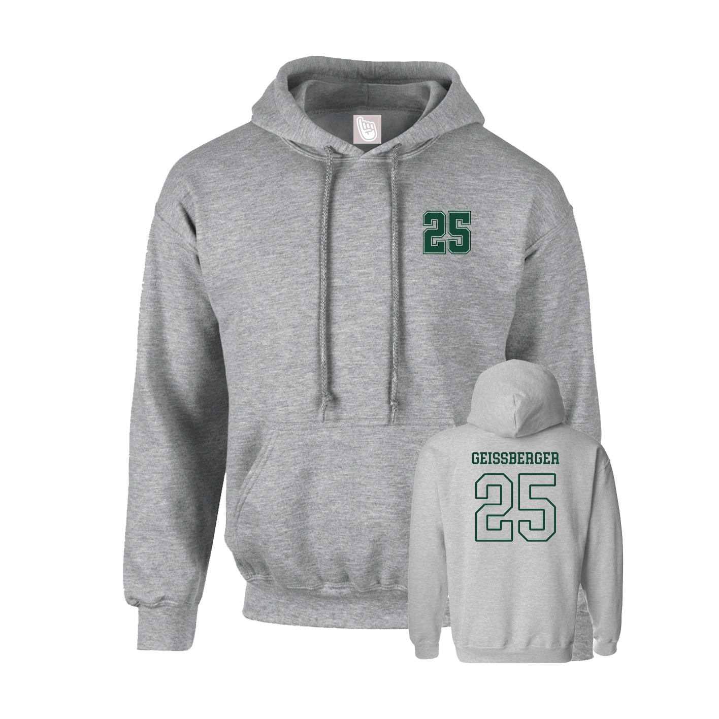 Youth Hoodie — Chest Back in Grey