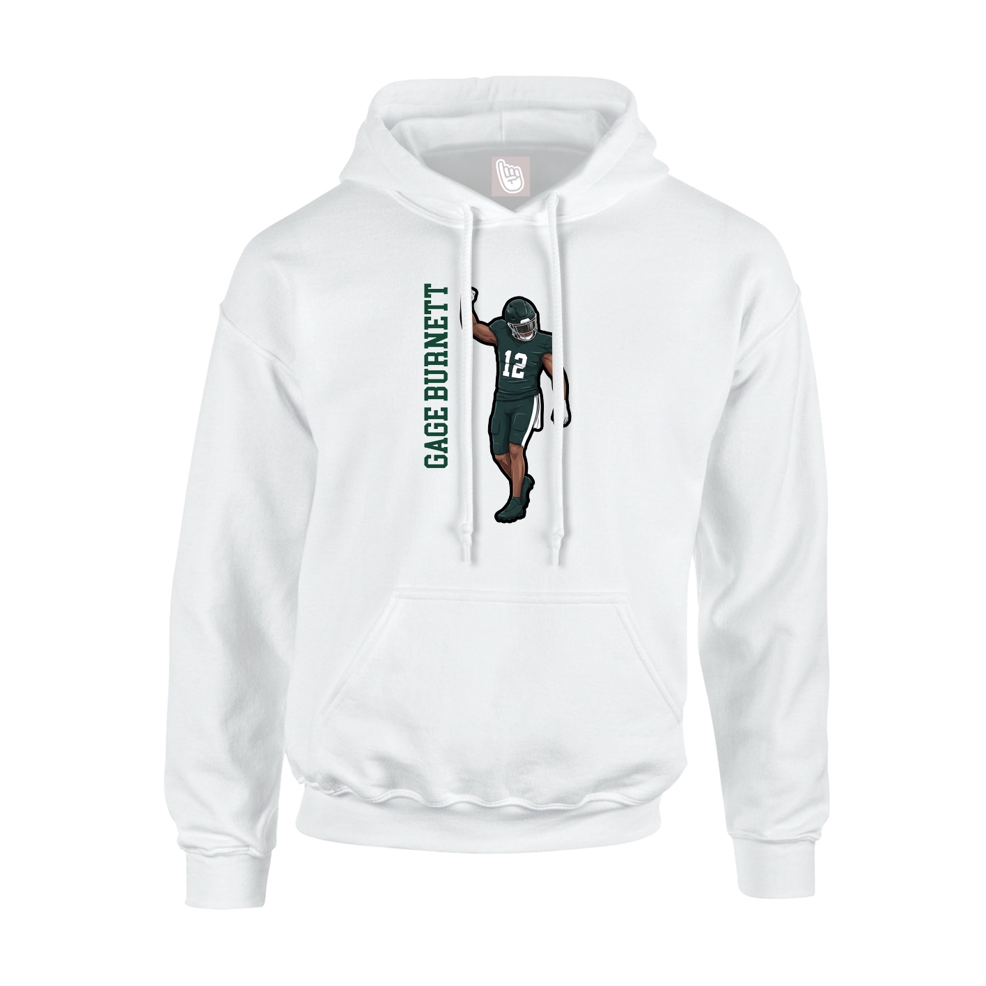 Youth Hoodie — Name Vertical in White