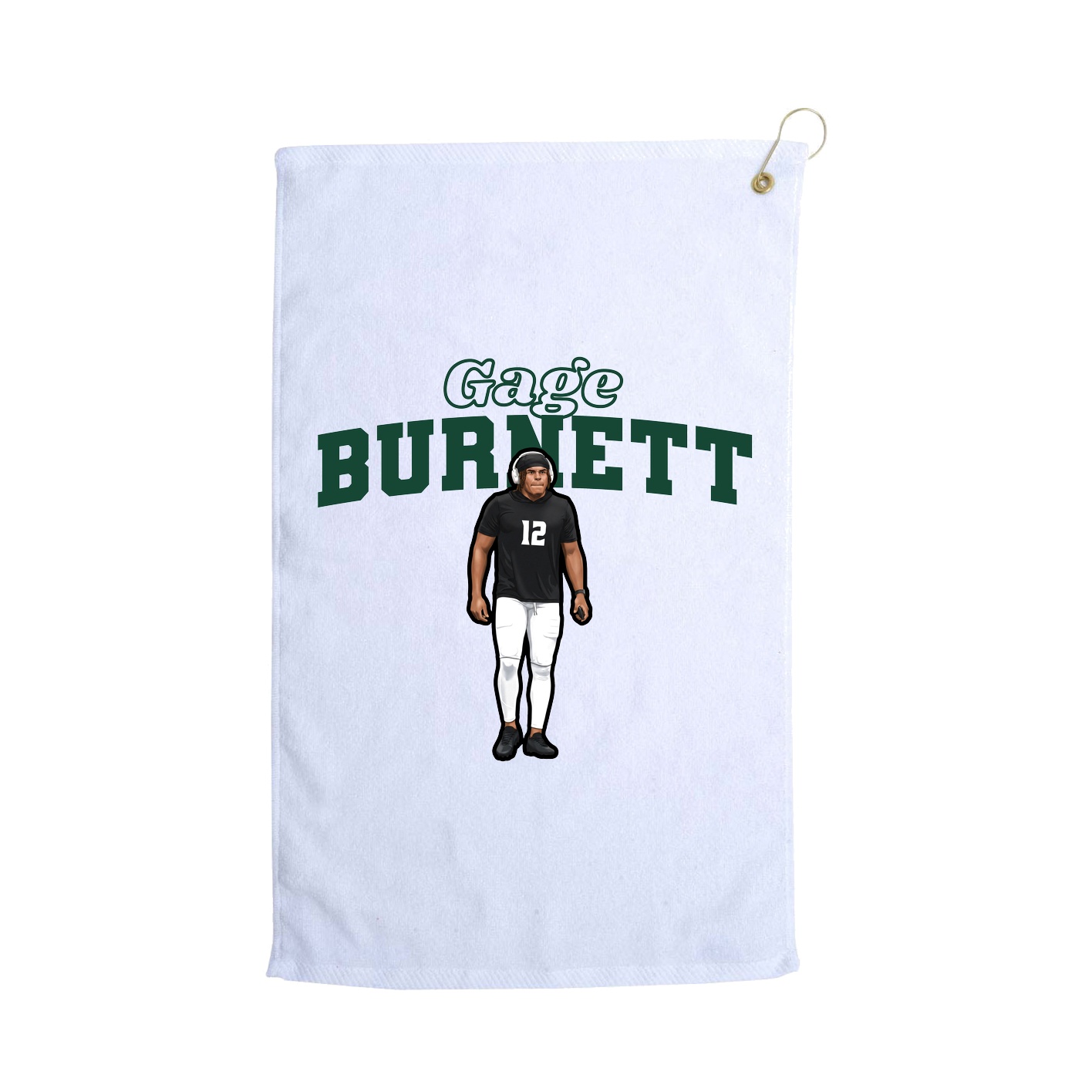 Golf Towel — Name Arch in White