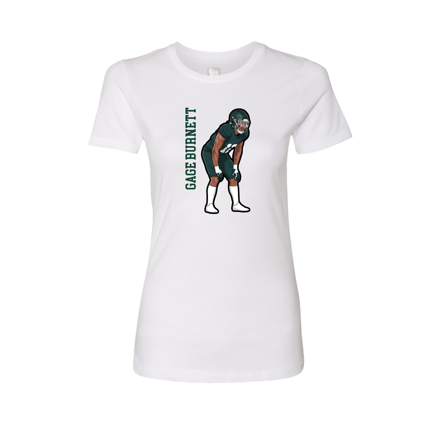 Fitted Women's Tee — Name Vertical in White