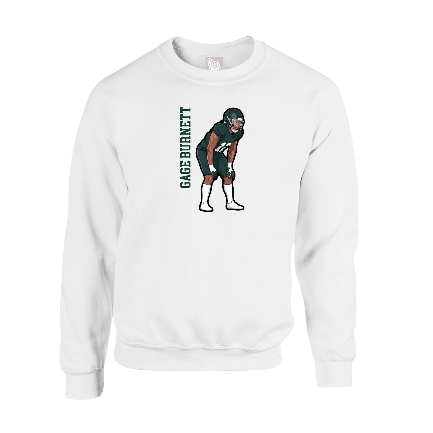 Fleece Crew — Name Vertical in White