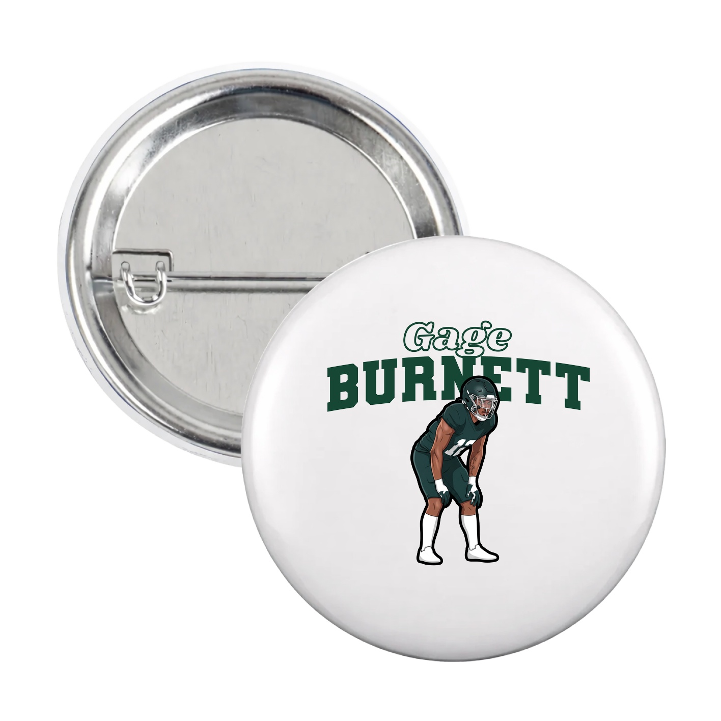 Game Day Button — Name Arch in White