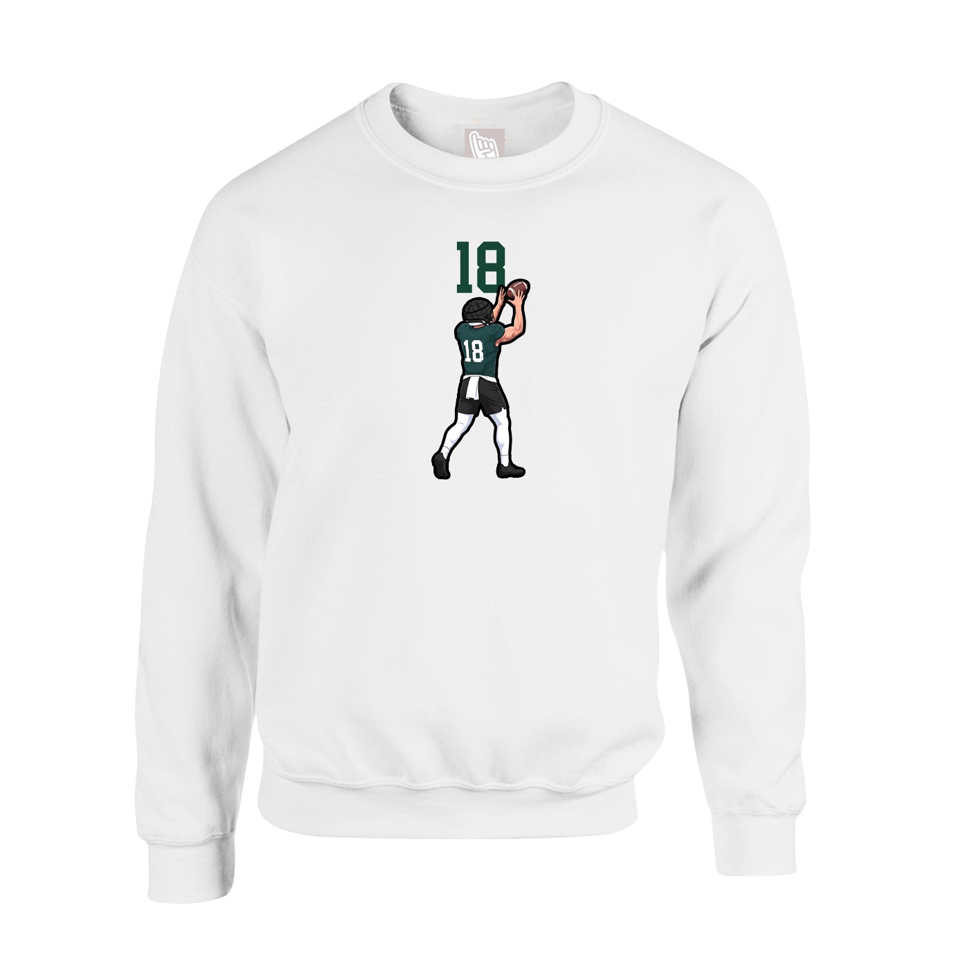 Fleece Crew — Number Top in White