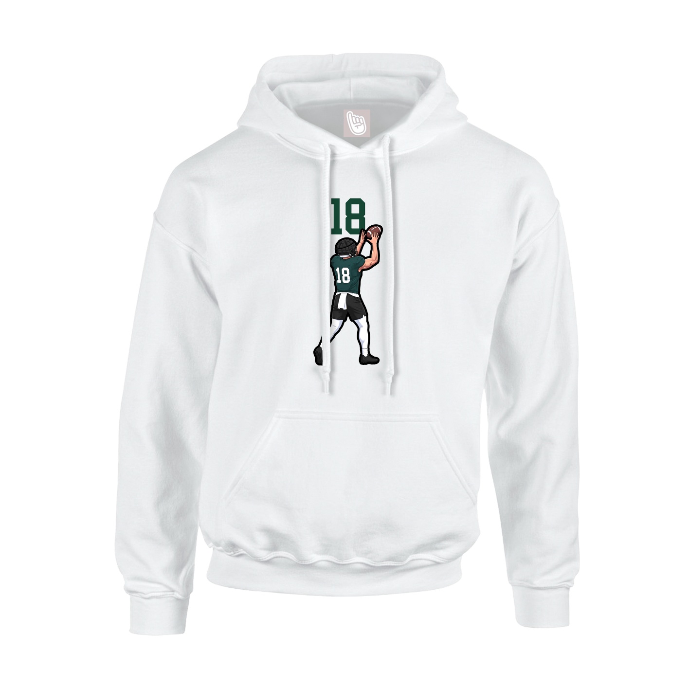 Youth Hoodie — Number Top in White