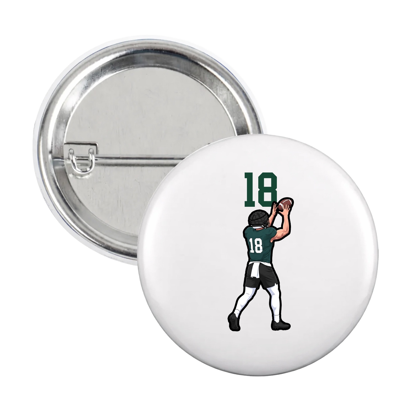 Game Day Button — Number Top in White