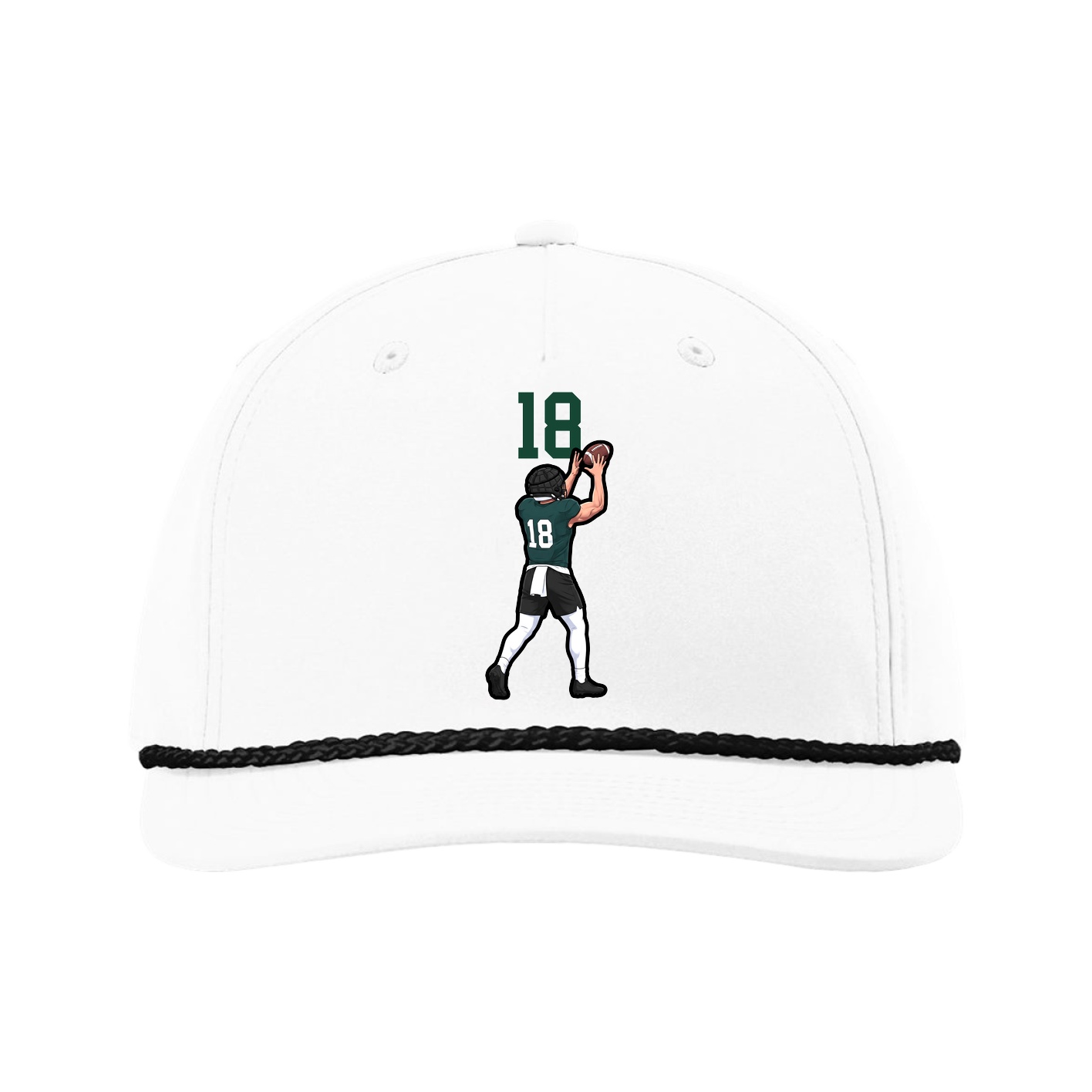 Five-Panel Classic Rope Cap — Number Top in White