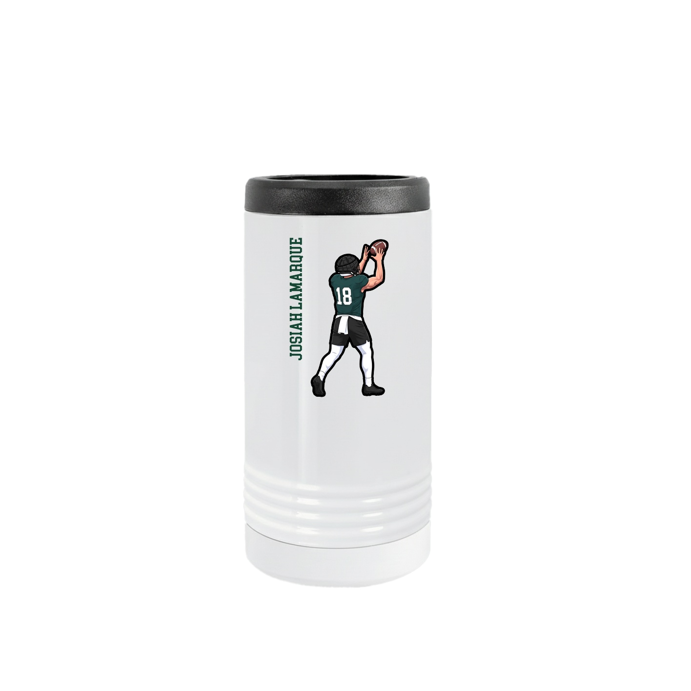 Slim Beverage Holder — Name Vertical in White