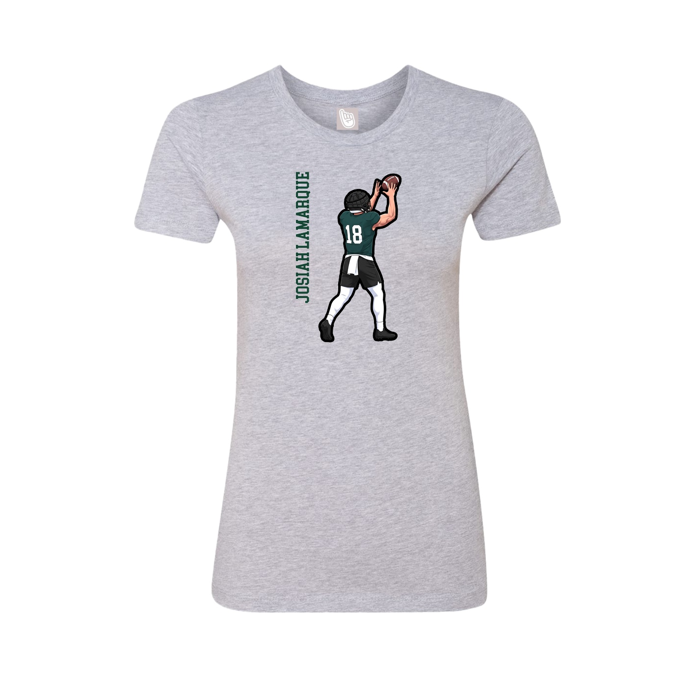 Fitted Women's Tee — Name Vertical in Grey