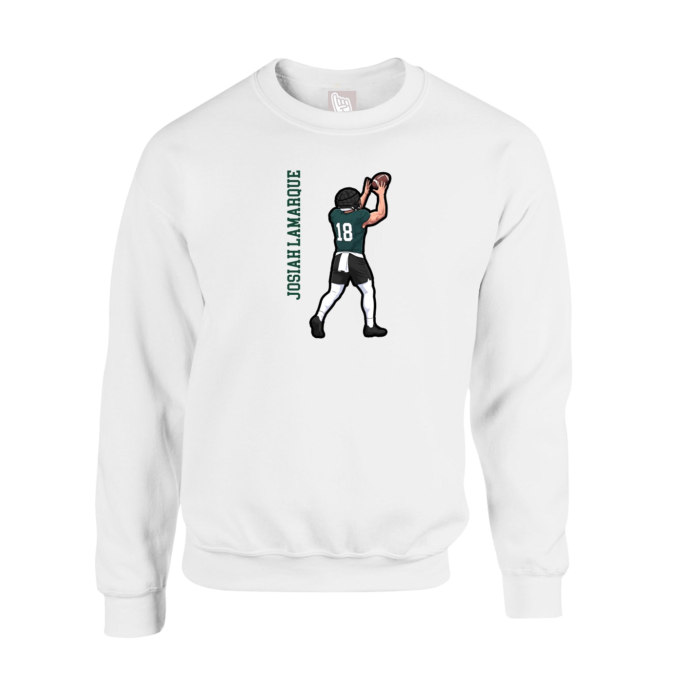Fleece Crew — Name Vertical in White