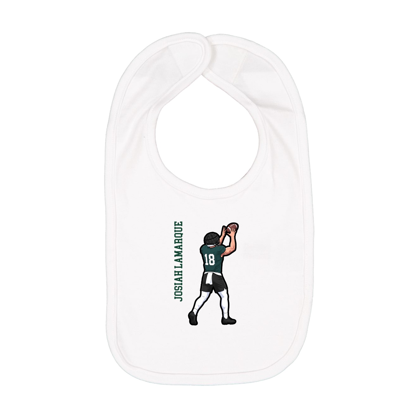 Infant Bib — Name Vertical in White