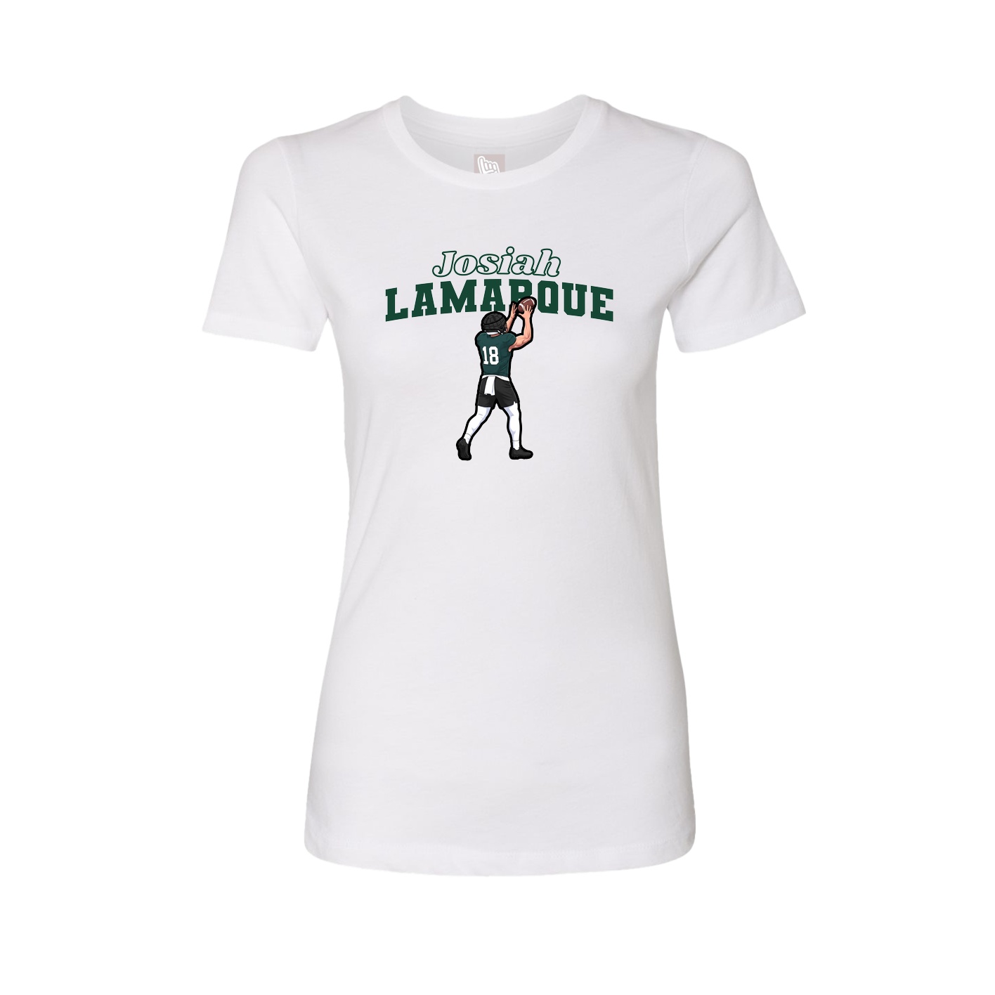 Fitted Women's Tee — Name Arch in White