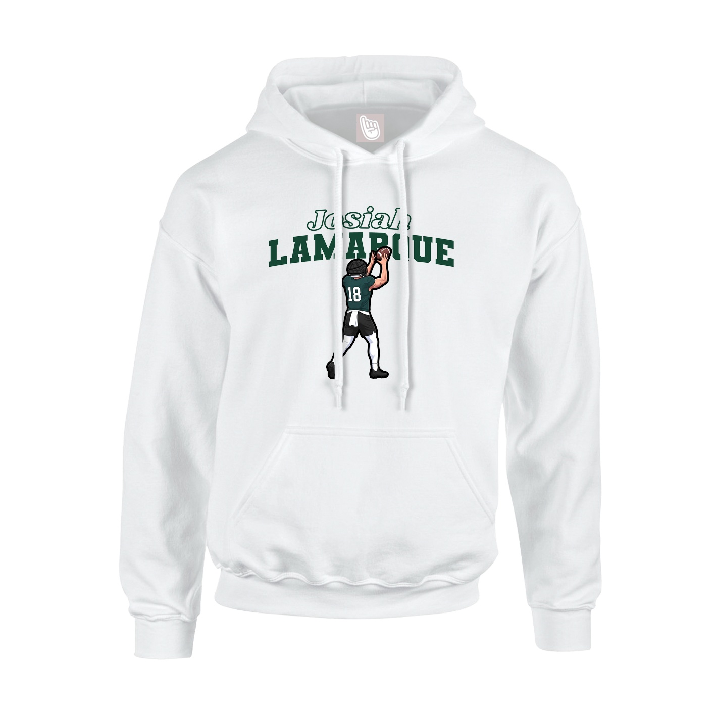 Youth Hoodie — Name Arch in White