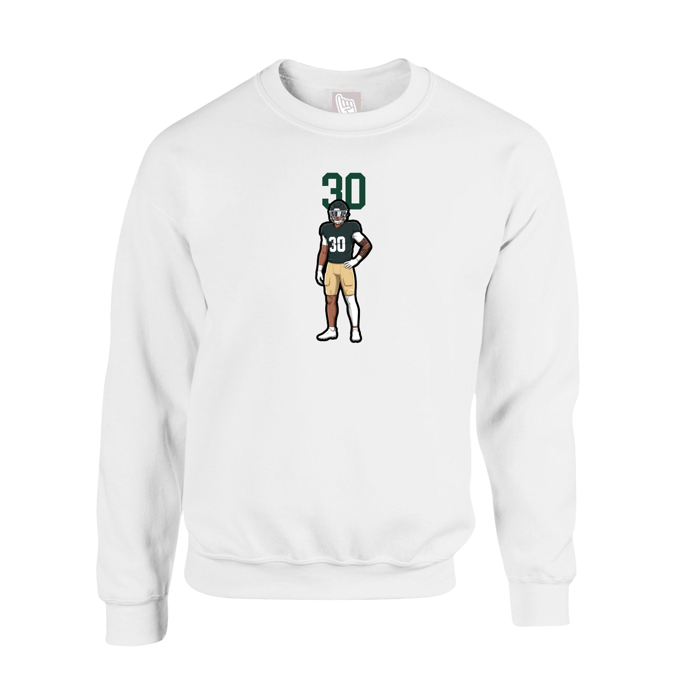 Fleece Crew — Number Top in White