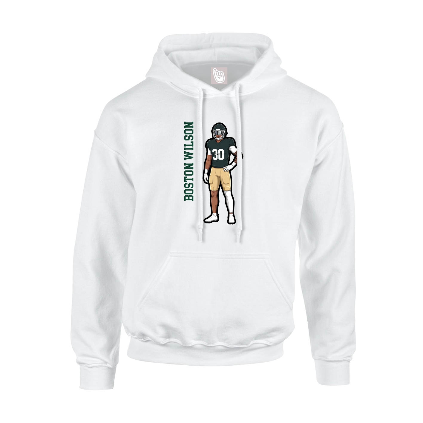 Youth Hoodie — Name Vertical in White