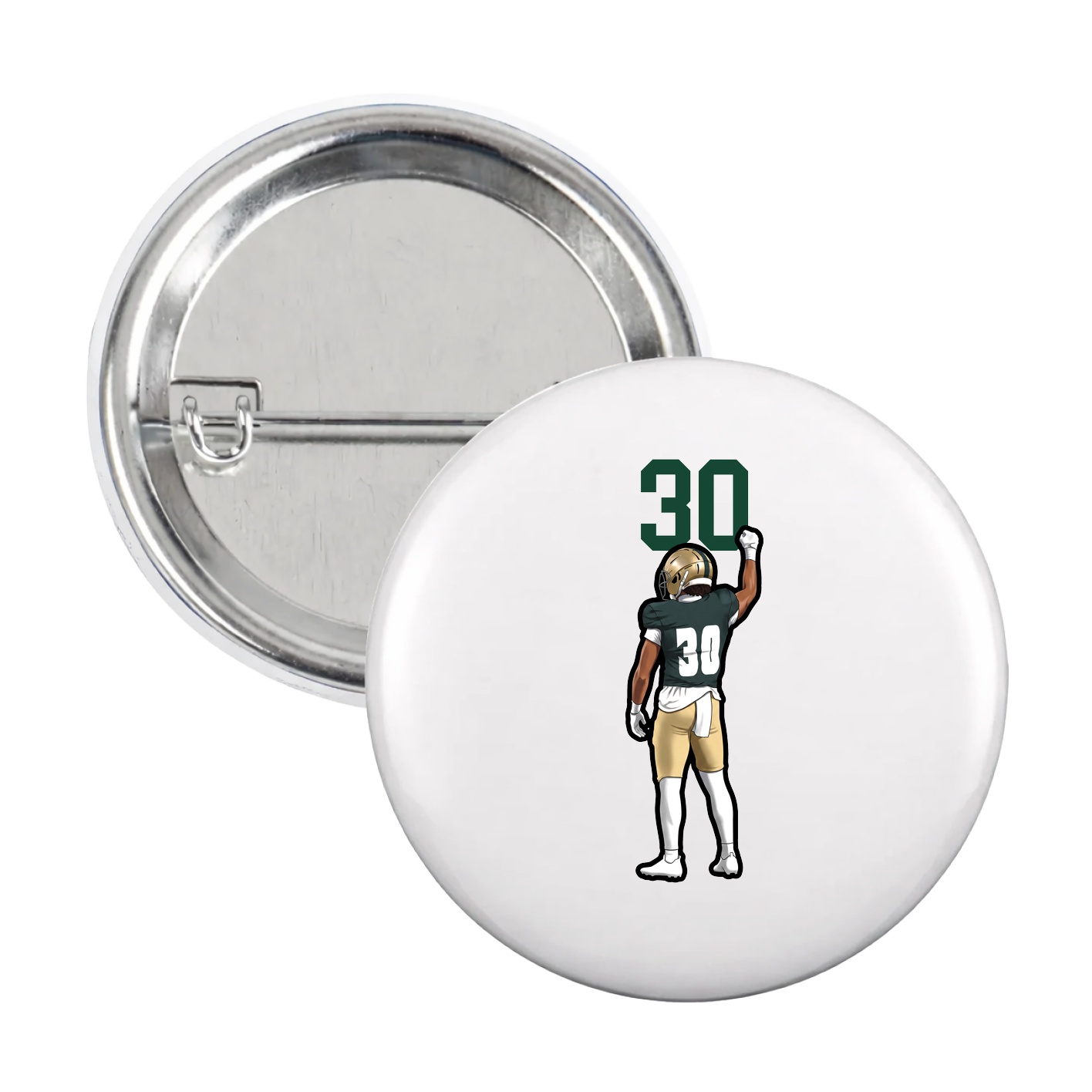Game Day Button — Number Top in White