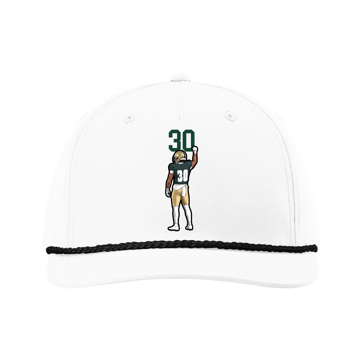 Five-Panel Classic Rope Cap — Number Top in White
