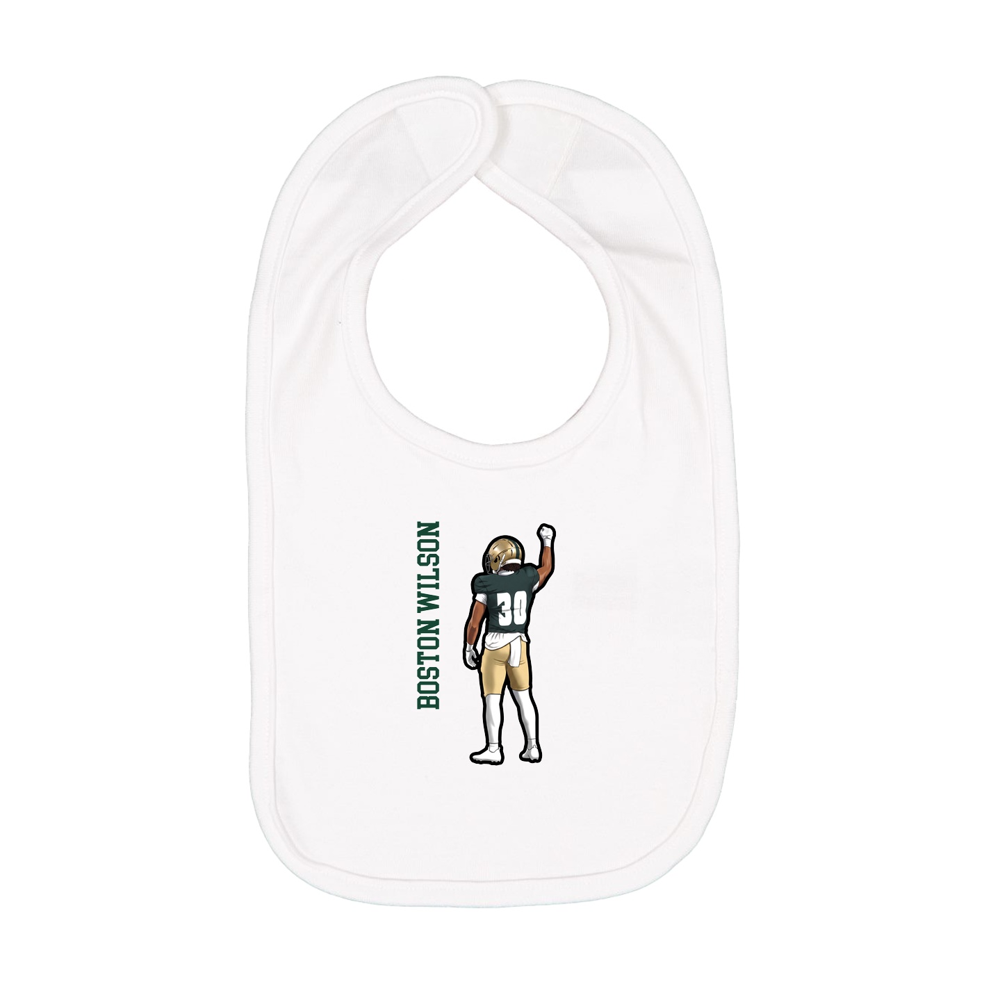 Infant Bib — Name Vertical in White