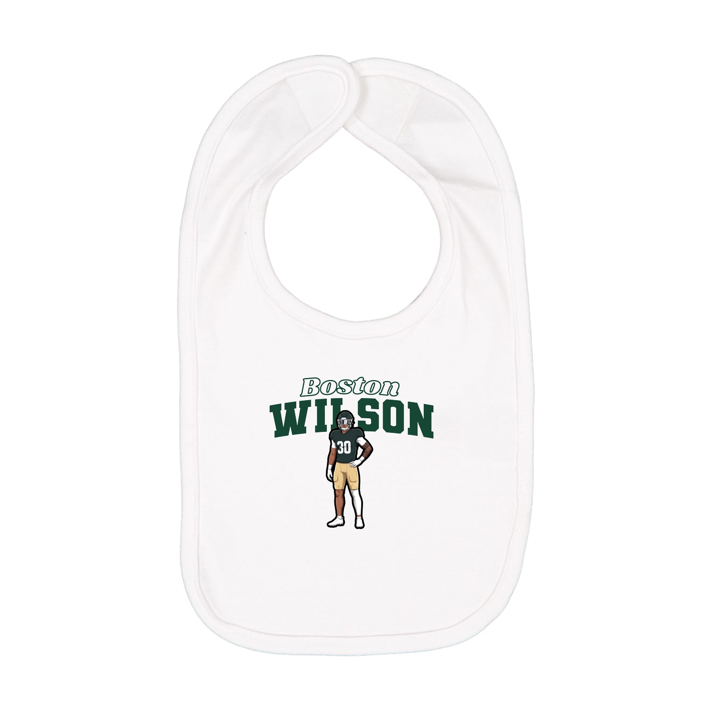 Infant Bib — Name Arch in White