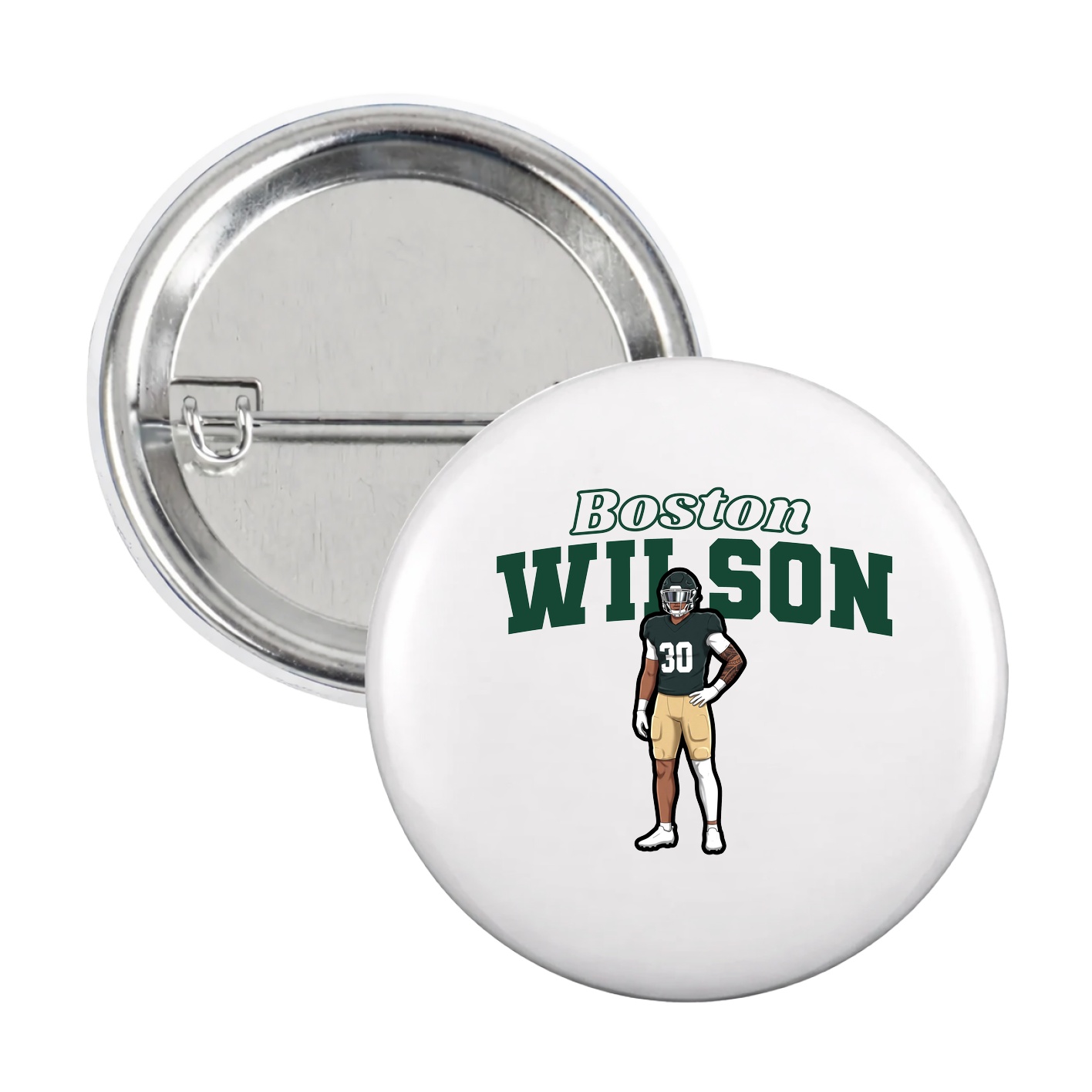 Game Day Button — Name Arch in White