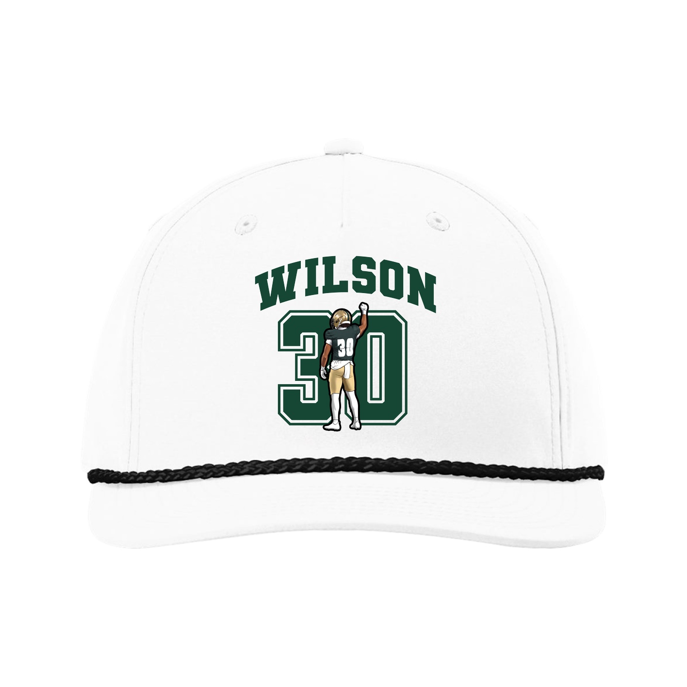 Five-Panel Classic Rope Cap — Number in White