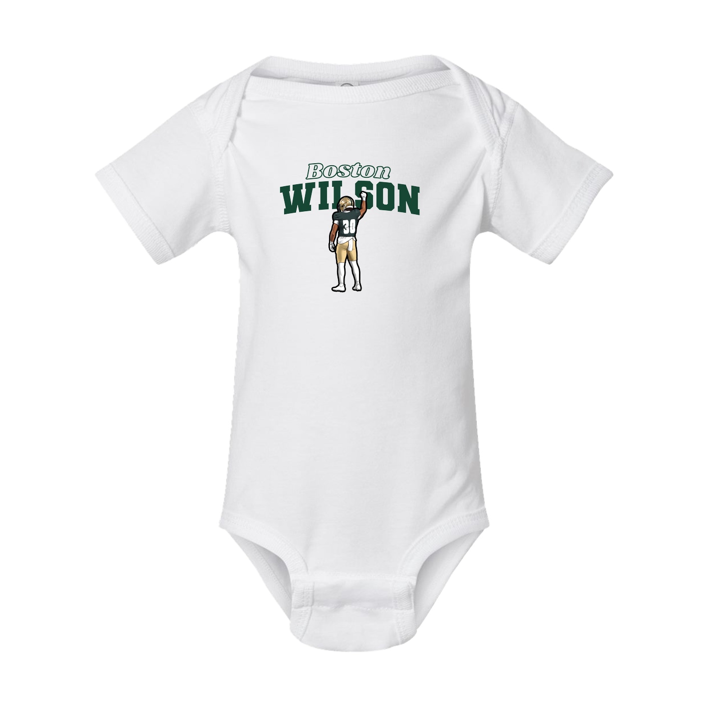 Baby Onesie — Name Arch in White