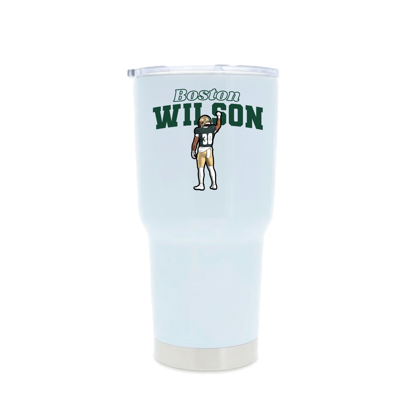 30oz Stainless Steel Tumbler — Name Arch in White
