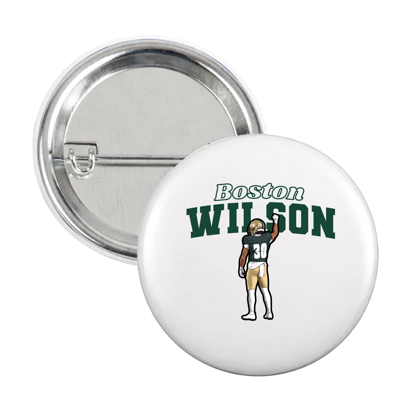 Game Day Button — Name Arch in White