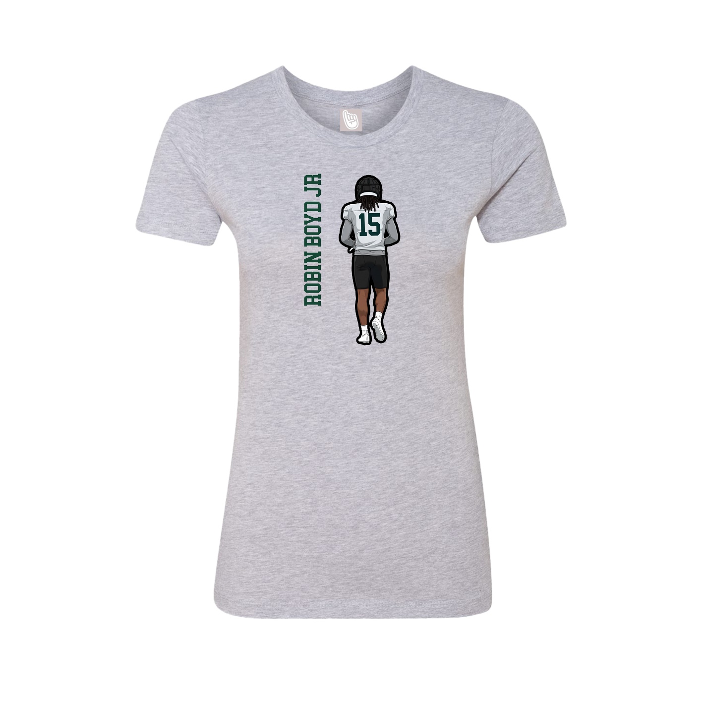 Fitted Women's Tee — Name Vertical in Grey