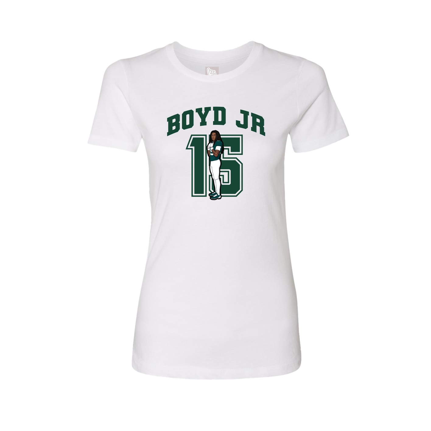 Fitted Women's Tee — Number in White