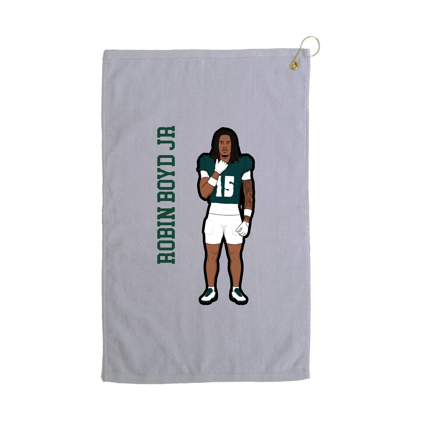 Golf Towel — Name Vertical in Grey