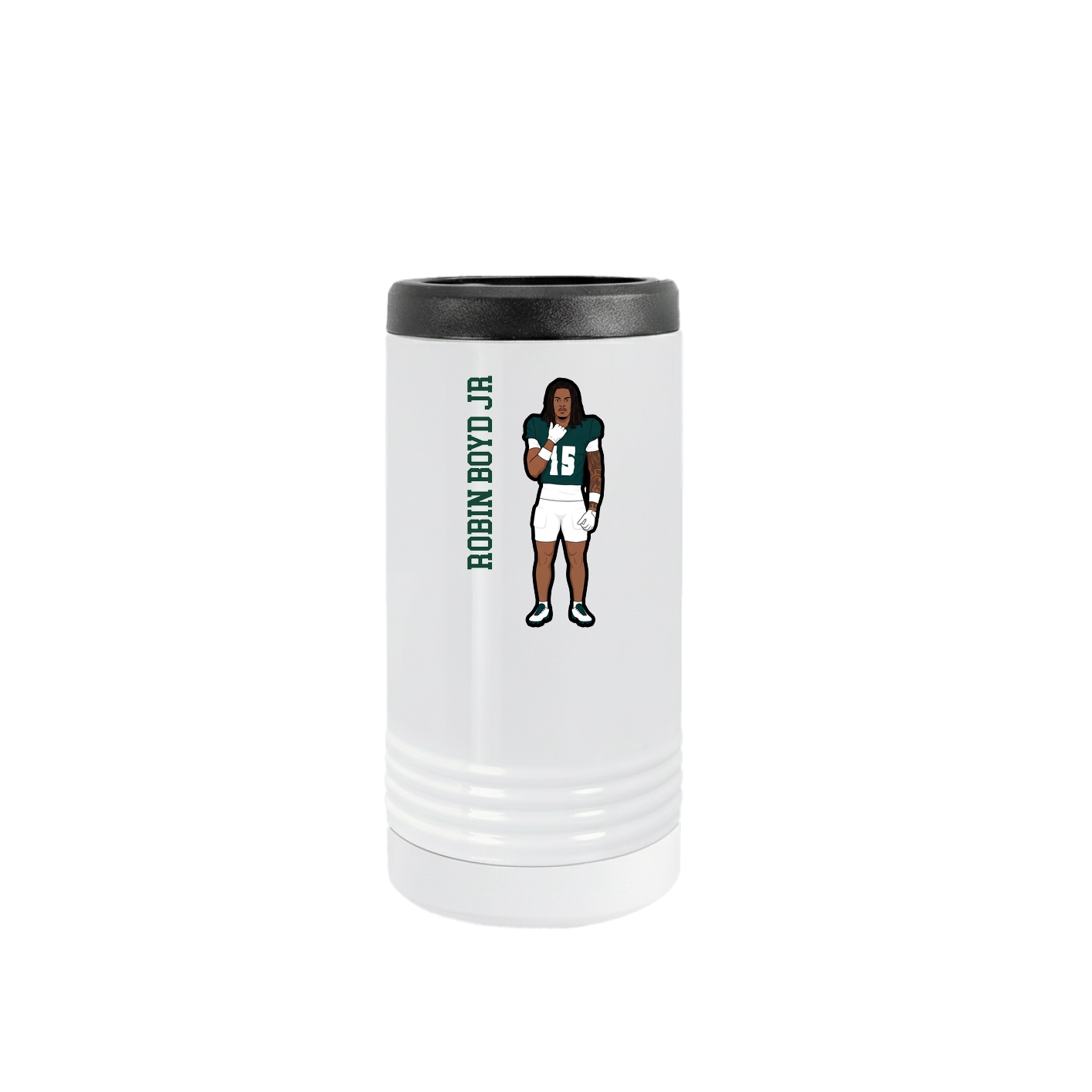 Slim Beverage Holder — Name Vertical in White
