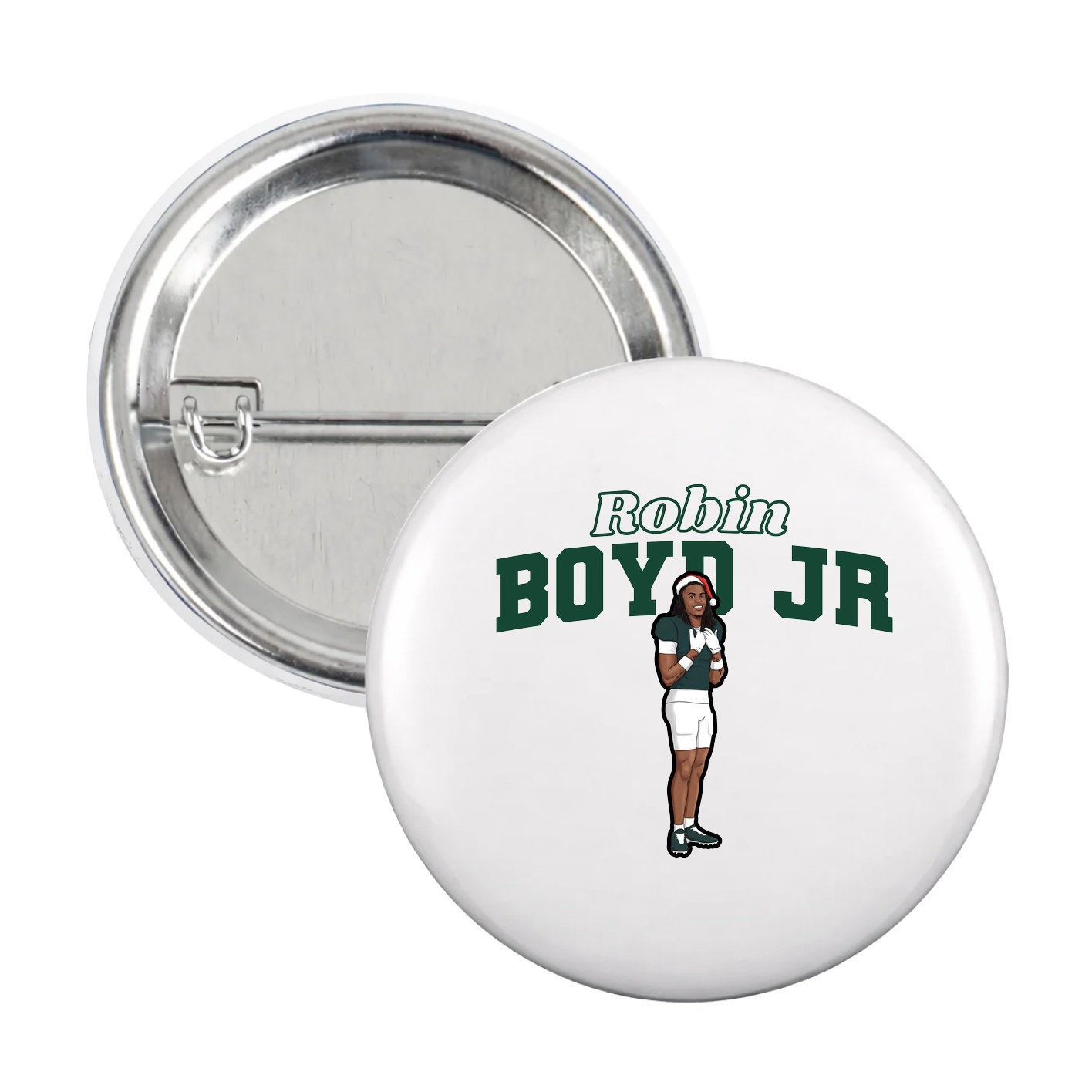 Game Day Button — Name Arch in White
