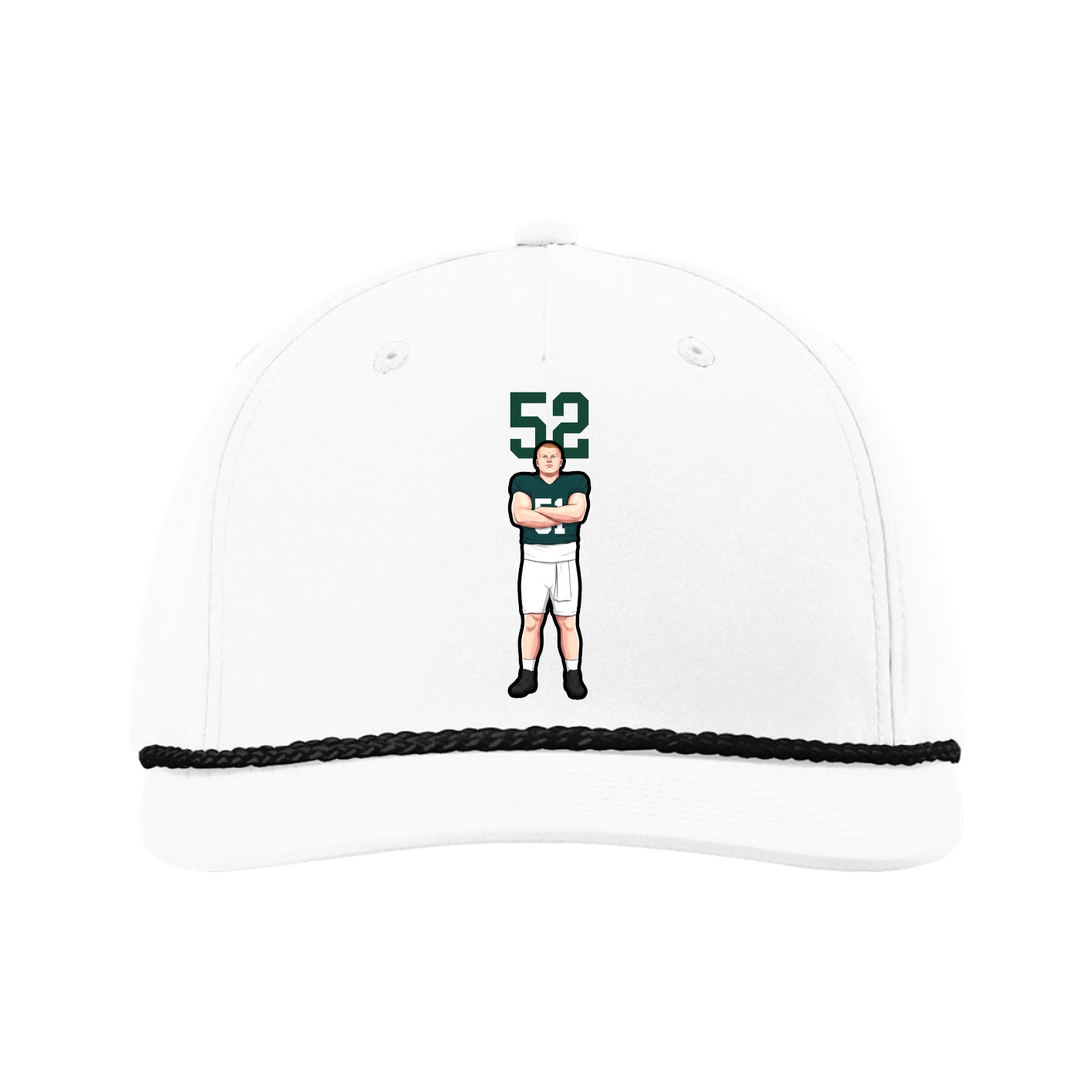 Five-Panel Classic Rope Cap — Number Top in White