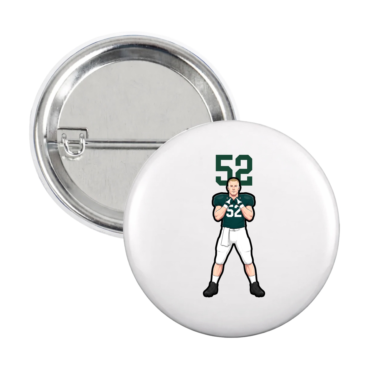 Game Day Button — Number Top in White