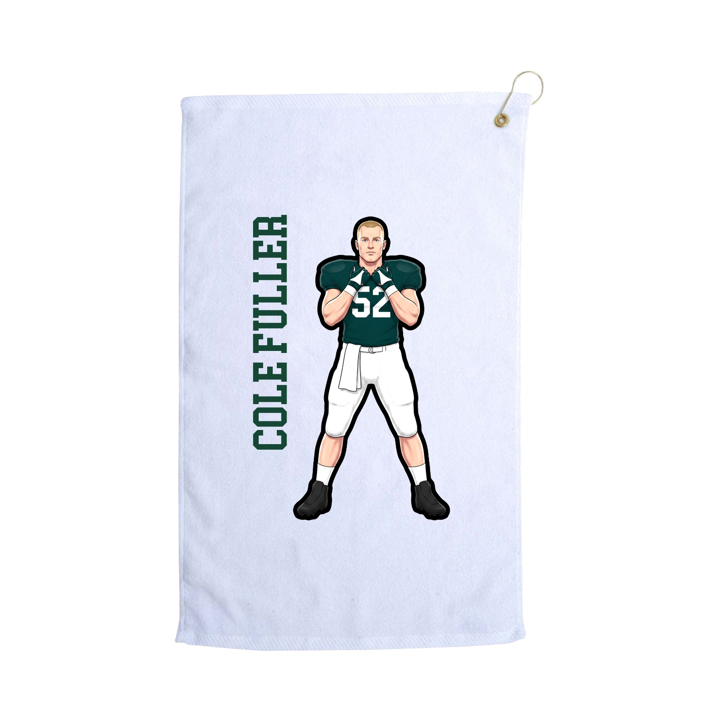 Golf Towel — Name Vertical in White
