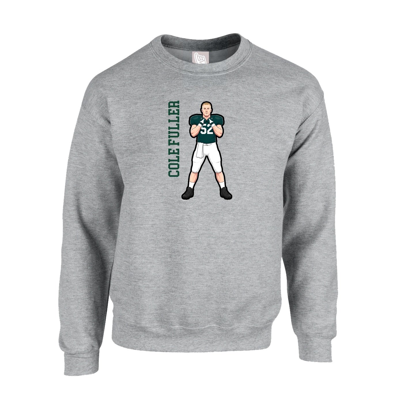 Fleece Crew — Name Vertical in Grey