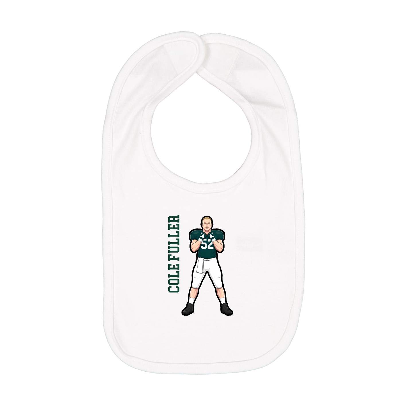 Infant Bib — Name Vertical in White
