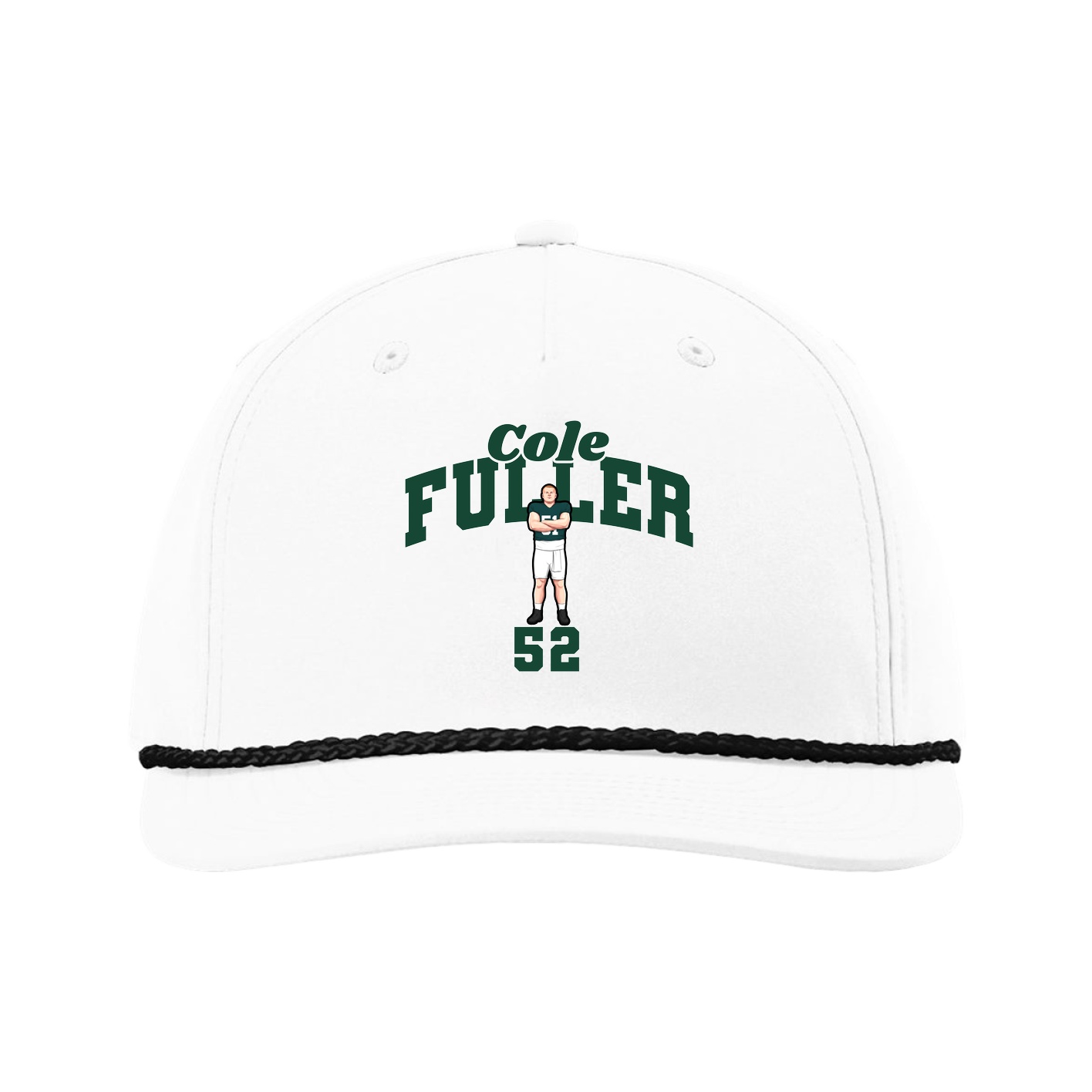 Five-Panel Classic Rope Cap — Signature Arch in White